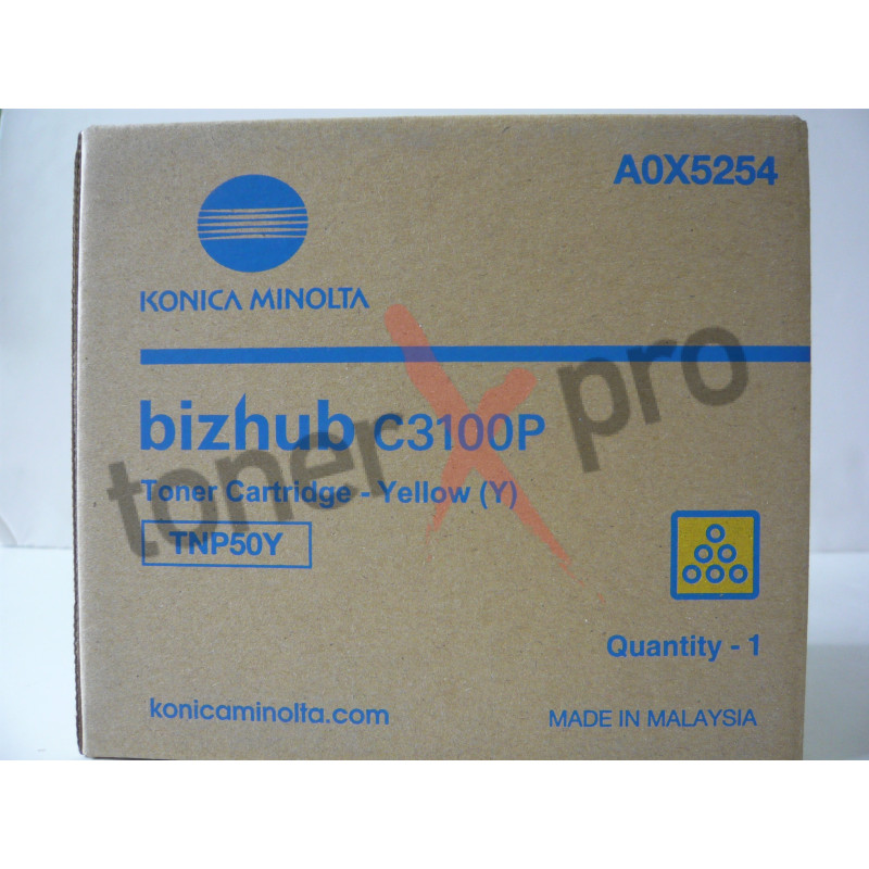 MINOLTA TONER YELLOW BIZHUB C3100 ORIGINAL TNP50 TNP50Y A0X5254 MINOLTA TONER YELLOW BIZHUB C3100 ORIGINAL TNP50 TNP50Y A0X5254