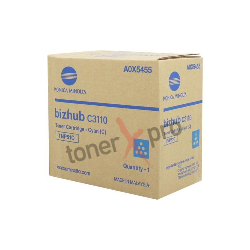MINOLTA TONER CYAN BIZHUB C3110 ORIGINAL TNP51 TNP51C A0X5455 MINOLTA TONER CYAN BIZHUB C3110 ORIGINAL TNP51 TNP51C A0X5455