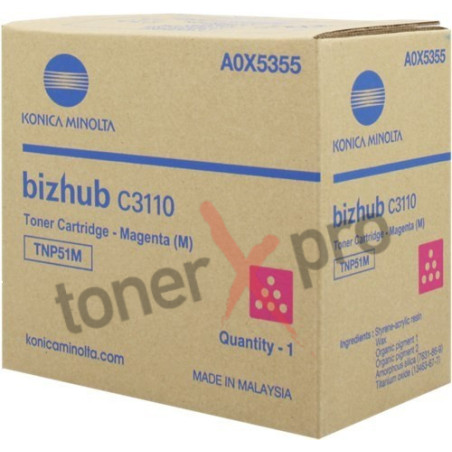 MINOLTA TONER MAGENTA BIZHUB C3110 ORIGINAL TNP51M A0X5355