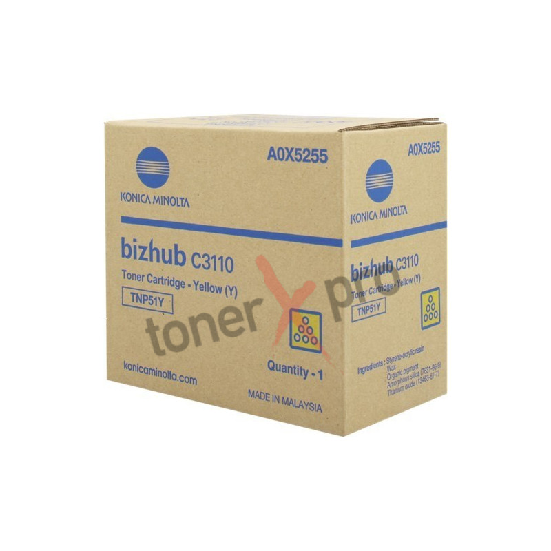 MINOLTA TONER YELLOW BIZHUB C3110 ORIGINAL TNP51 TNP51Y A0X5255 MINOLTA TONER YELLOW BIZHUB C3110 ORIGINAL TNP51 TNP51Y A0X5255