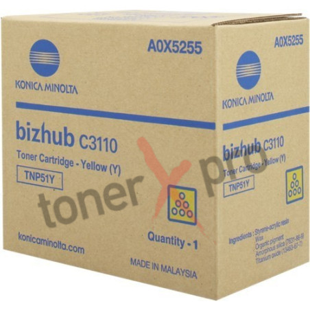 MINOLTA TONER YELLOW BIZHUB C3110 ORIGINAL TNP51Y A0X5255
