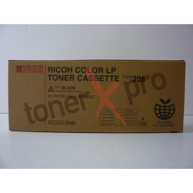 RICOH TONER BLACK AP3800 ORIGINAL 885406 TYPE 205 RICOH TONER BLACK AP3800 ORIGINAL 885406 TYPE 205