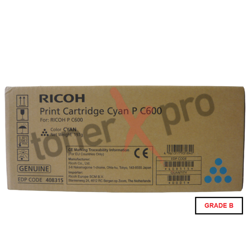 RICOH TONER CYAN P C600 ORIGINAL 408315 - GRADE B