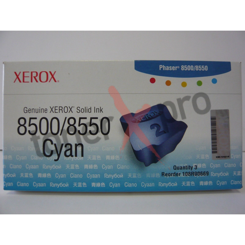 XEROX TONER CYAN PHASER 8500 ORIGINAL 108R00669