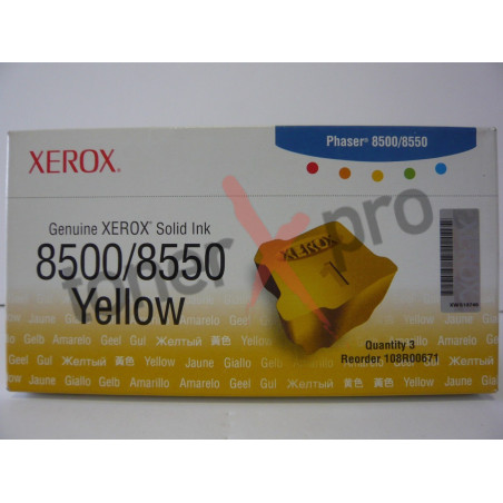 XEROX TONER PHASER PH8500/YELLOW INK/3 CTG-3KC/ 108R00671 ORIGINE