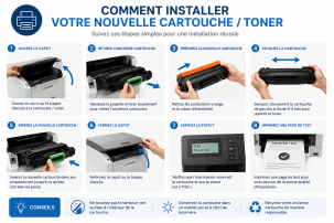 Changer le toner ou la nouvelle cartouche d'encre de votre machine